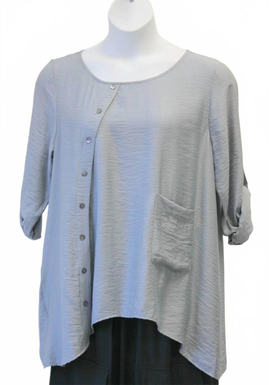 NEW CHALET ET CECI women's azalea silky woven top in pewter